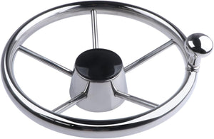 Seamax 5-Spoke 11 Inch Destroyer Style Stainless Boat Steering Wheel Big Size Knob