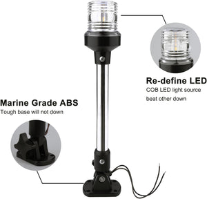 Seamax Stern Light - White LED Anchor & Bimini Top Lights for Pontoon & Fishing Boats, 3NM, 1224V, 12''