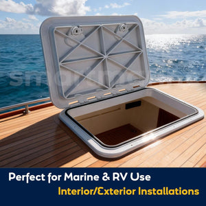 Seamax 24"x14" Marine Boat Deck Hatch, Boat Access Hatch & Lid (White)