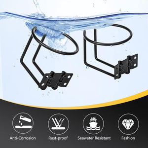 Seamax 4 pcs Stainless Steel Boat Cup Holder, Universal Drink Holders for Boat, Truck, RV, Tractor, Outdoor Wooden Swing, Black