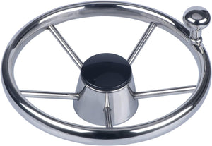 Seamax 5-Spoke 11 Inch Destroyer Style Stainless Boat Steering Wheel Big Size Knob