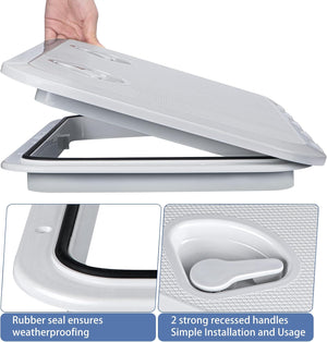 Seamax 24"x14" Marine Boat Deck Hatch, Boat Access Hatch & Lid (White)