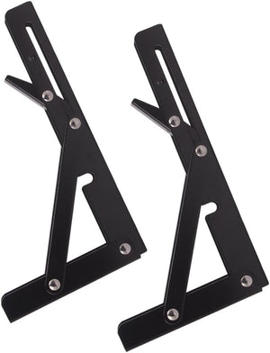 Seamax 8" Sturdy Folding Shelf Brackets - Black Metal Triangle Table Bench Folding Shelf Bracket , 2 Pcs Folding Shelf Hinge Wall Mounted, Max Load 100lb