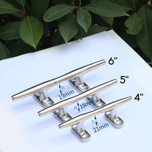 Seamax Stainless Steel Boat Cleats 4 inch 5 inch 6 inch Open Base Marine Grade Rope Cleat Mooring Accessories with Screws for Boats, Kayak, Dock