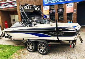 Reborn 2025 Launch Wakeboard Tower, Forward-Facing Design, Quick Fold Down & Easy Installation, Pivoting Rack Ready