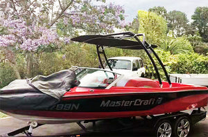Reborn 2025 Launch Wakeboard Tower, Forward-Facing Design, Quick Fold Down & Easy Installation, Pivoting Rack Ready