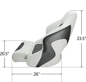 Seamax Captain Bucket Seat,Sport Flip Up Seat BS002WC (White/Charcoal)
