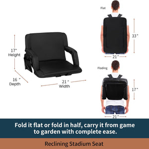 Seamax Stadium Seat for Bleachers or Benches Portable Reclining Stadium Seat Chair with Padded Cushion Chair Back and Armrest Support
