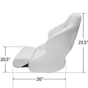 Seamax Captain Bucket Seat Boat Seat, Filp Up Boat Seat BS002WW (SC1-White/White)