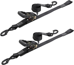 Seamax Motorcycle Tie Down Straps (2 Packs 1.5"*8ft), with S Hook and Carabiner, 1500-3000 LBS Break Strength