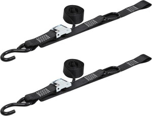 Seamax Motorcycle Tie Down Straps (2 Packs 1.5"*8ft), with S Hook and Carabiner, 1500-3000 LBS Break Strength