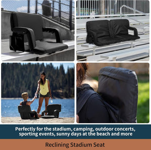 Seamax Stadium Seat for Bleachers or Benches Portable Reclining Stadium Seat Chair with Padded Cushion Chair Back and Armrest Support