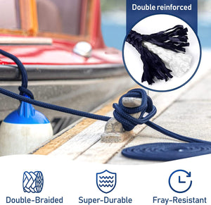 Seamax 2-Pack Heavy Duty Dock Line, Marine Grade Nylon Double Braided