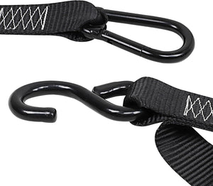 Seamax Motorcycle Tie Down Straps (2 Packs 1.5"*8ft), with S Hook and Carabiner, 1500-3000 LBS Break Strength