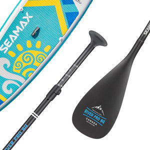 Seamax Marine River Pro84, Carbon Fiber 3 Piece Paddle, Height Adjustable 67” – 84” for Inflatable SUP Stand Up Paddle Board Kayak, Extremely Lightweight Performance…