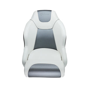 Seamander BS003WC Series Premium Bucket Seat, Sport Flip Up Seat, Captain Seat (White/Charcoal)