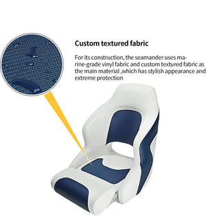 Seamax Captain Bucket Seat,Sport Flip Up Seat BS002WB (White/Blue)