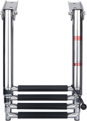 Seamax Telescopic 4 Step Ladder Stainless Steel Telescoping Extendable Ladder 600 Pound Capacity for Marine Yacht/Swimming Pool