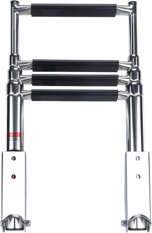 Seamax Telescopic 4 Step Ladder Stainless Steel Telescoping Extendable Ladder 600 Pound Capacity for Marine Yacht/Swimming Pool