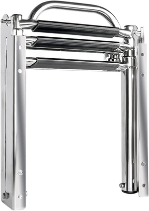 Seamax 3-Step Ladder Under Platform Slide Mount Boat Boarding Ladder, Telescoping Ladder with a Carry Handle and Mounting Screws, Press-Type Spring Latch