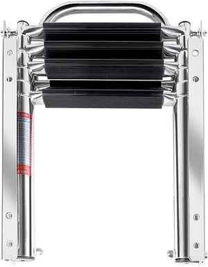 Seamax 4 Step Boat Ladder Under Platform Slide Mount Boat Boarding Ladder, Telescoping Ladder with a Carry Handle and Mounting Screws, Press-Type Spring Latch