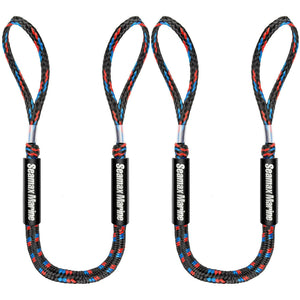 Seamax 2-Pack Bungee Dock Lines – Stretch Mooring Ropes for Boat, Jet Ski, Pontoon, Sea-Doo, WaveRunner, Kayak – 4ft to 5.5ft Shock Absorbing Dock Cords, Boating Accessories Gift