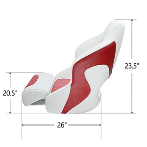 Seamander Captain Bucket Seat Boat Seat, Filp Up Boat Seat BS002WR (White/Red)