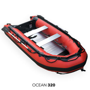 Seamax Ocean320 10.5 Feet Heavy Duty PVC Inflatable Boat, Max 4 Passengers and 15HP Rated with Aluminum Transom