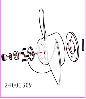Parts for PowerMax Trolling Motor 2HP 12V & 3HP 24V model - Propeller and Screws / Part# 24001309 - Seamax Marine