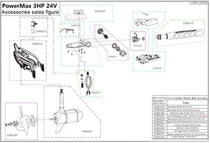 Parts for PowerMax Trolling Motor 2HP 12V & 3HP 24V model - Extendable Handle / Part# 24001459 - Seamax Marine