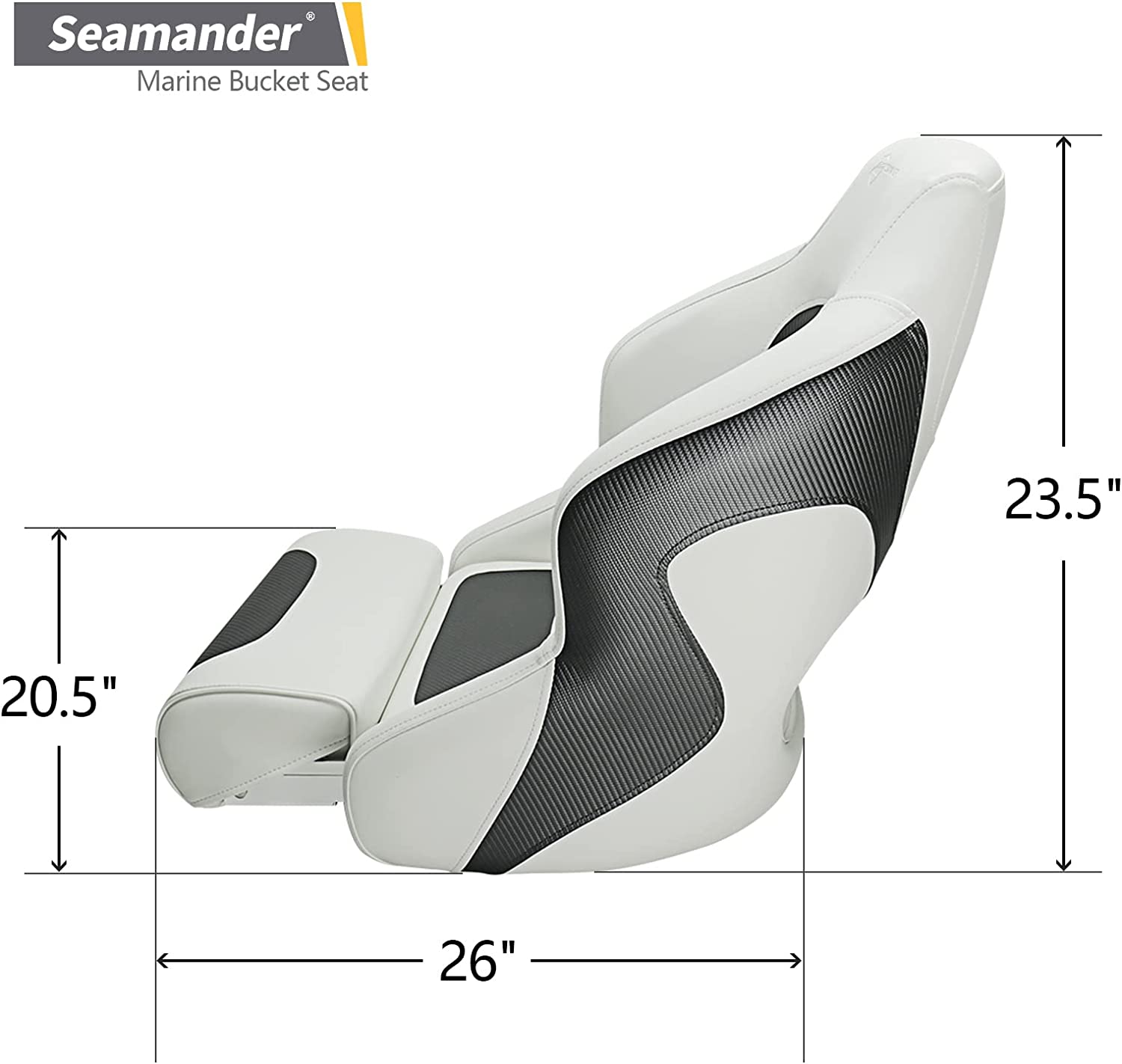 Seamander Captain Bucket Seat,Sport Flip Up Seat BS002WC (White/Charcoal)