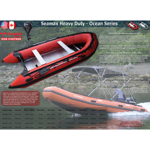 Seamax Ocean380 12.5 Feet Heavy Duty Inflatable Boat, Max 5 Passengers & Rated 25HP - Seamax Marine