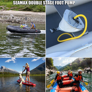 9L Foot Pump with Double Chambers, High Volume and High Pressure, Max 15 PSI for Inflatable Boat and SUP - Seamax Marine