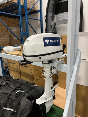 Tohatsu 4-Stroke 6HP Outboard Motor - White Color, Tiller Handle, New 5 Years Warranty - Boat & Motor Package Deal Only