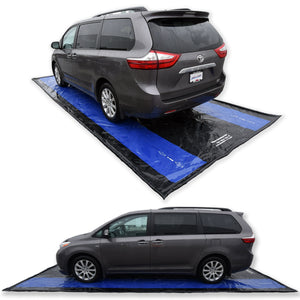Seamax Floor Saver Plus21 Garage Containment Mat 9x21ft with Dual 22” Tread Reinforcement for Large Truck SUV Van