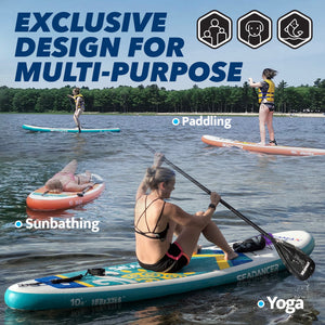 Seamax SeaDancer 108 Inflatable SUP Package, Dimensions L10'8ft x W32" x T6", 2 Color Available. Blue or Orange