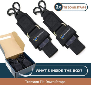 Seamander Transom Tie Down Straps for Boating Safety, Jetski & PWC Trailer ,UV Treated 2" x 48" Marine Tie Down Straps S-Hooks with Safety Clips (2-Pack)