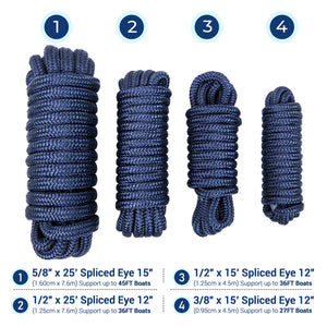 Seamax Nylon Double Braided Dock Line, Marine Gray Nylon & Double Braided
