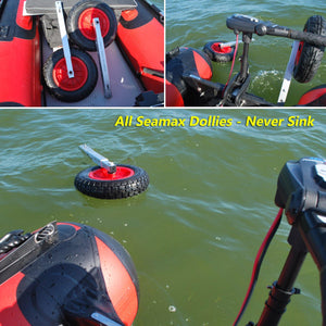 Easy-Load Boat Launching Wheels Set for Inflatable Boat and Aluminum Boat, 2 Height Positions, 12" Pneumatic Wheels - Seamax Marine