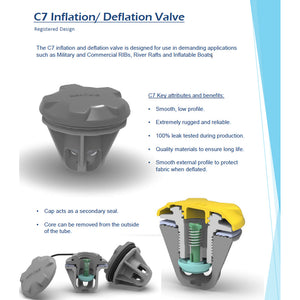 Seamax Traditional H.R. Air Valve or Leafield C7 Air Valve with Sealant Reinforcement Package for Inflatable Boats