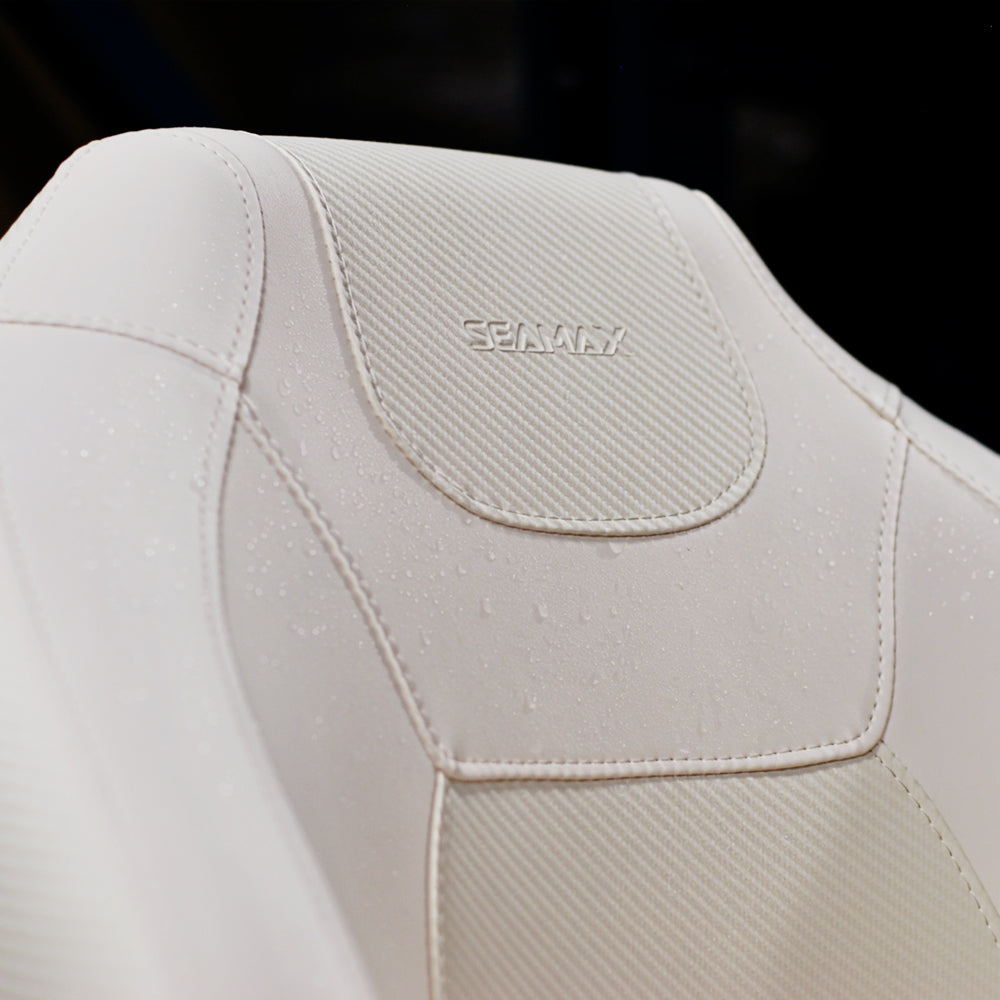 Seamax 003WW Series Premium Bucket Seat, Sport Flip Up Seat, Captain Seat (White/White)