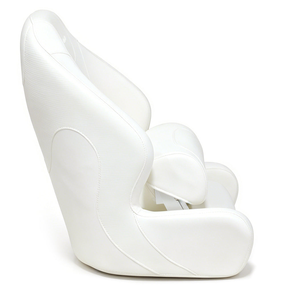 Seamax 003WW Series Premium Bucket Seat, Sport Flip Up Seat, Captain Seat (White/White)