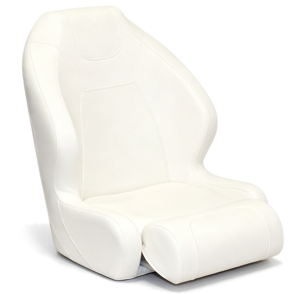 Seamax 003WW Series Premium Bucket Seat, Sport Flip Up Seat, Captain Seat (White/White)