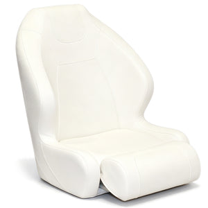 Seamax 003WW Series Premium Bucket Seat, Sport Flip Up Seat, Captain Seat (White/White)