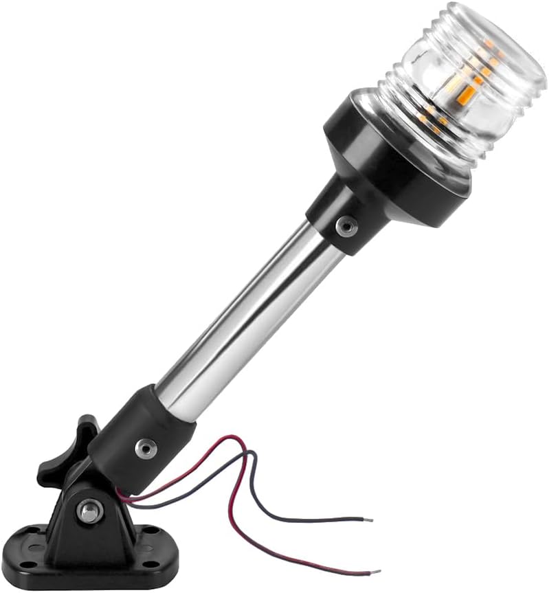 Seamax Anchor Light,White LED Stern Light for Boat 3 Nautical Mile Bimini Top Lights Fold Down Pontoon Light All Round 360 12~24V, 9''