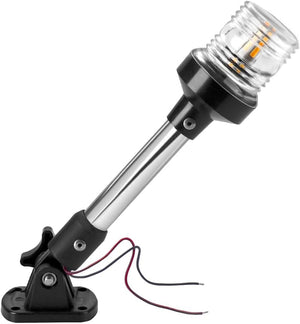 Seamax Anchor Light,White LED Stern Light for Boat 3 Nautical Mile Bimini Top Lights Fold Down Pontoon Light All Round 360 12~24V, 9''
