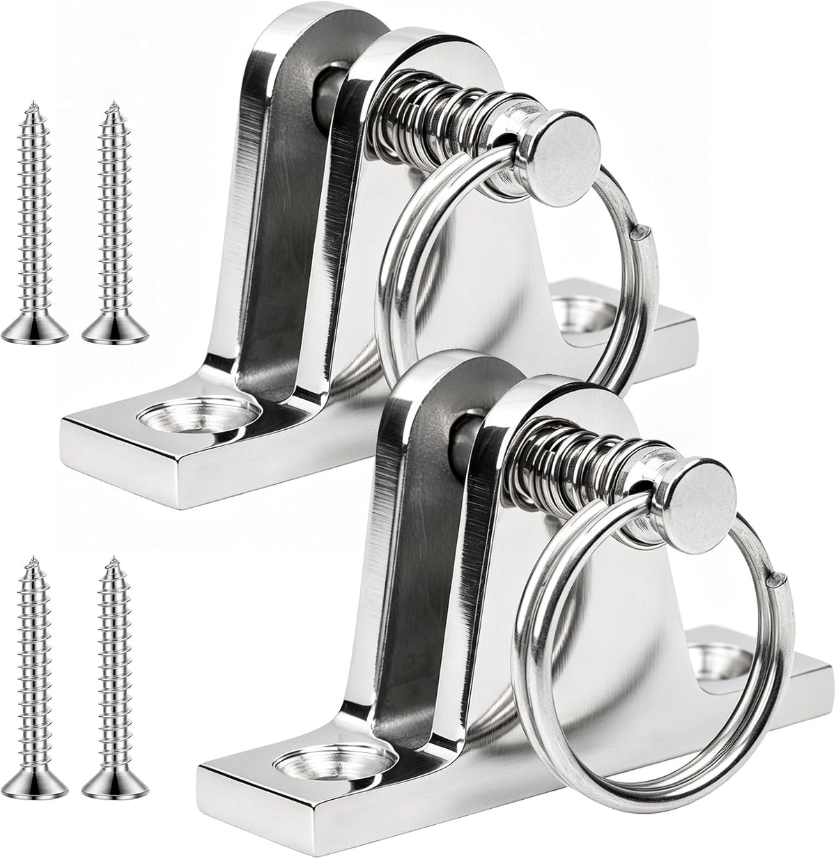 Seamax 2X Bimini Top Deck Hinge with Pin and Ring, Stainless Steel Bimini Top 90°