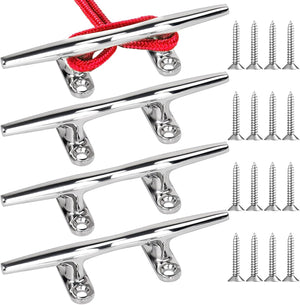 Seamax Stainless Steel Boat Cleats 4 inch 5 inch 6 inch Open Base Marine Grade Rope Cleat Mooring Accessories with Screws for Boats, Kayak, Dock