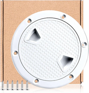 Seamax Boat Hatch White 4" 6" Round Non Slip Inspection Hatch w/Detachable Cover for Marine Boat Yacht Truck RV