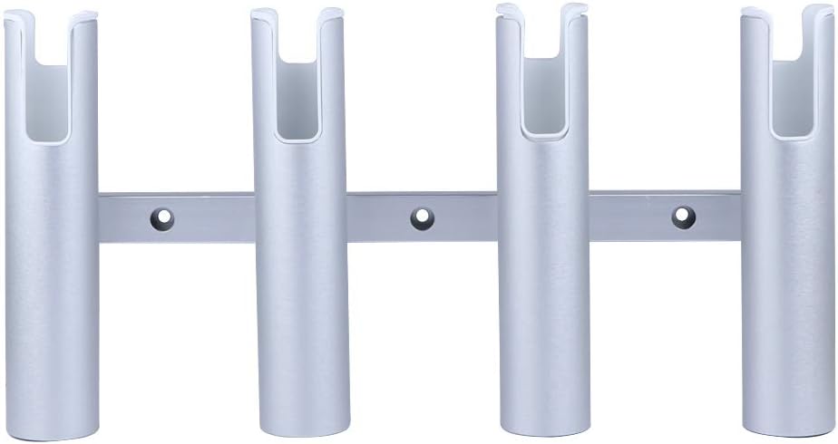 Seamax Wall-Mounted Aluminium Fishing Rod Holder for Boat, 4 Tube Linked Fishing Rod Rack , Holds 4 Rods, 4 Fishing Pole Holders for Marine Boat Yacht Truck